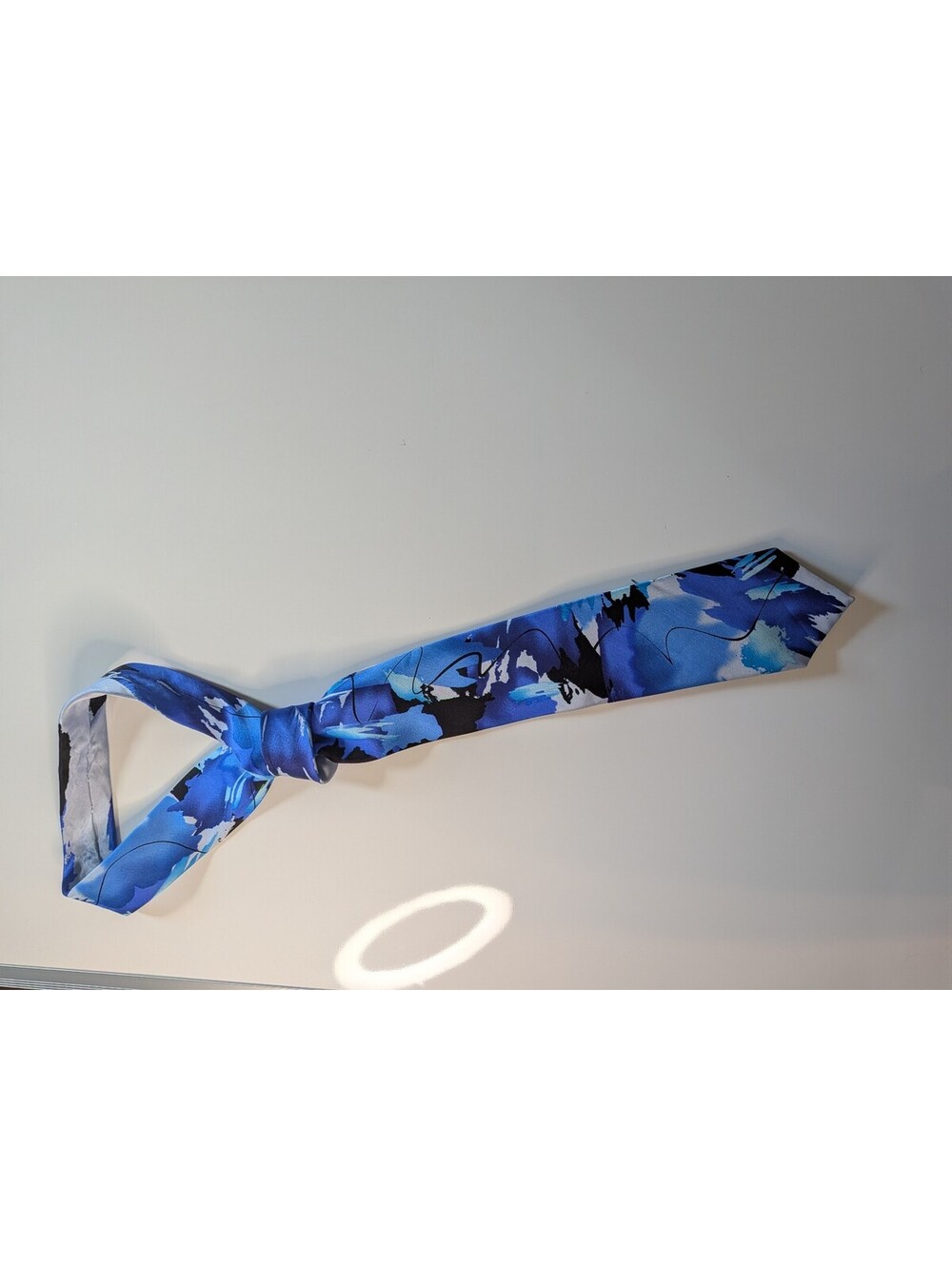 Graffiti Film Noir Collection Men's Blue Abstract Silk Satin Pointed Tie